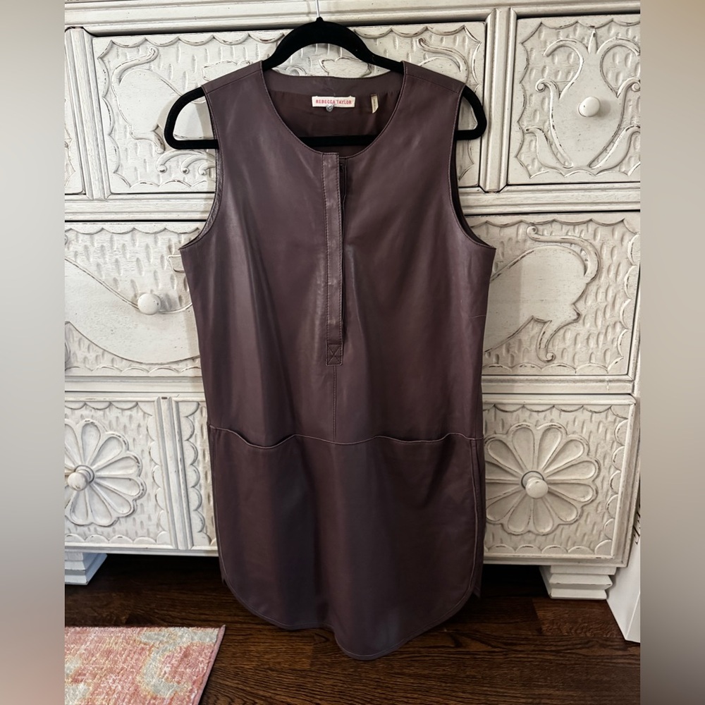Rebecca Taylor Lamb Leather Shift Dress Pockets 12